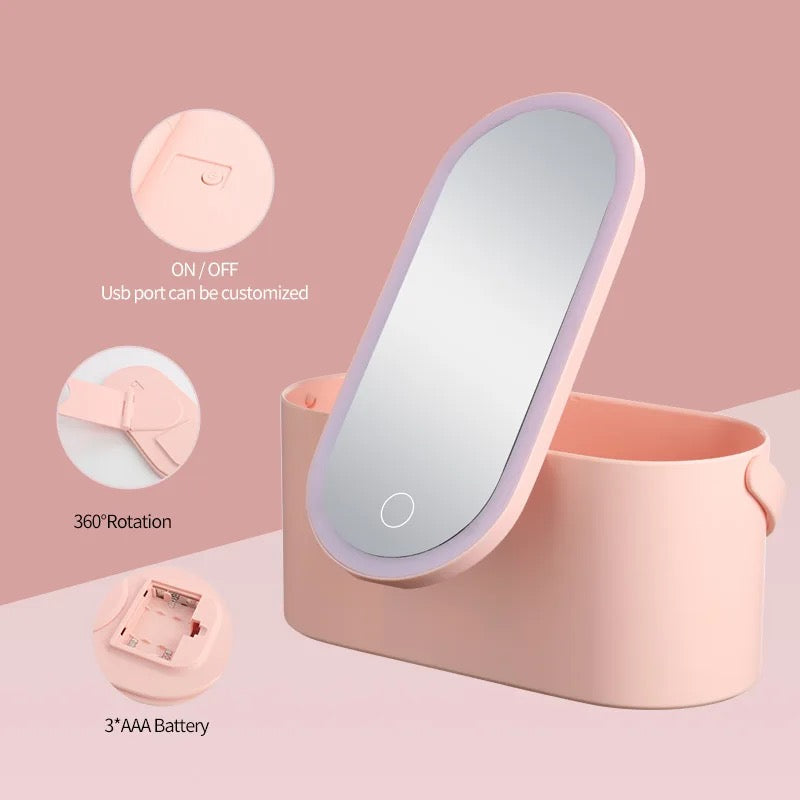 LED Portable LED Makeup Mirror Train Case