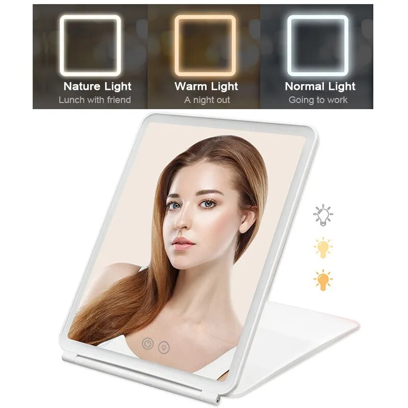 Luxura Pro Portable Foldable Travel Makeup Mirror With Led Light