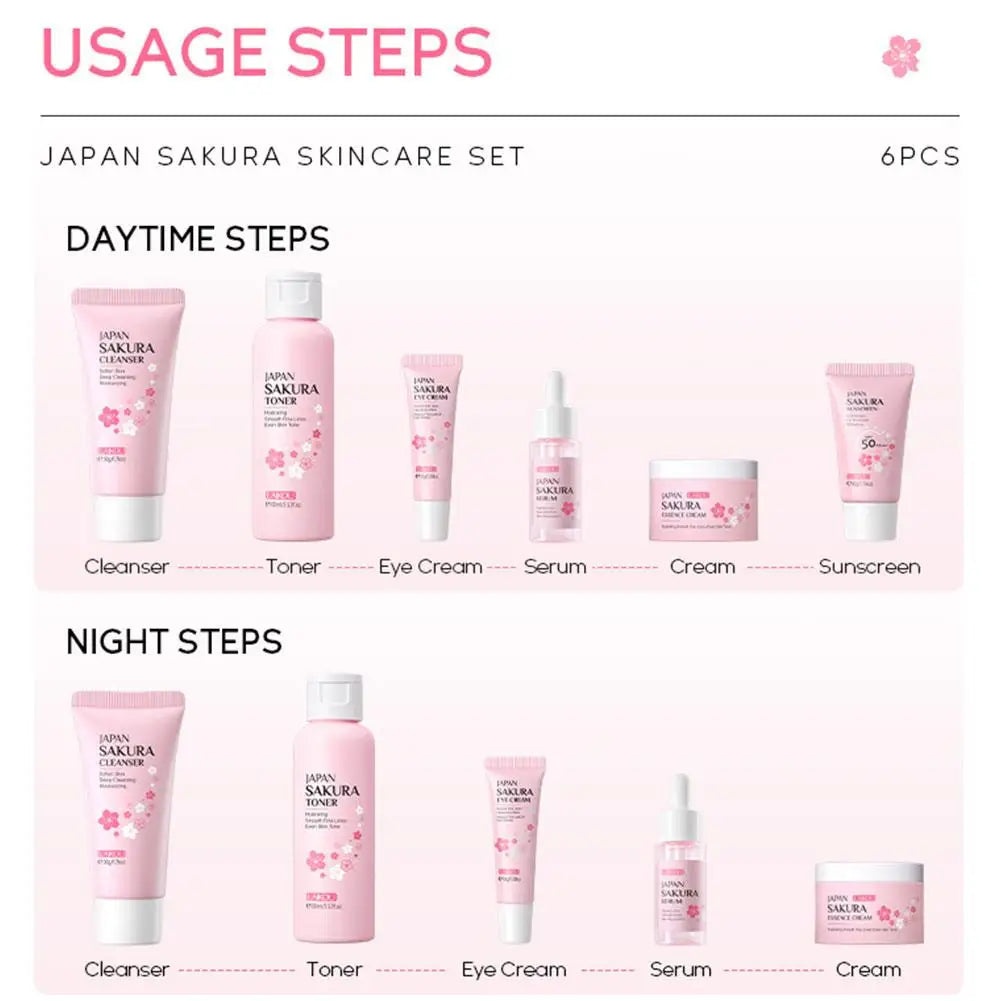 LuxuraPro 6pcs/Set Sakura Skin Care