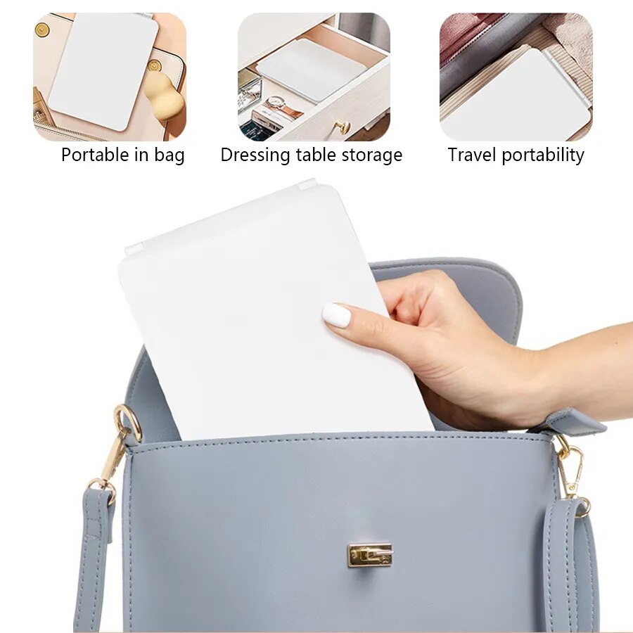 Luxura Pro Portable Foldable Travel Makeup Mirror With Led Light