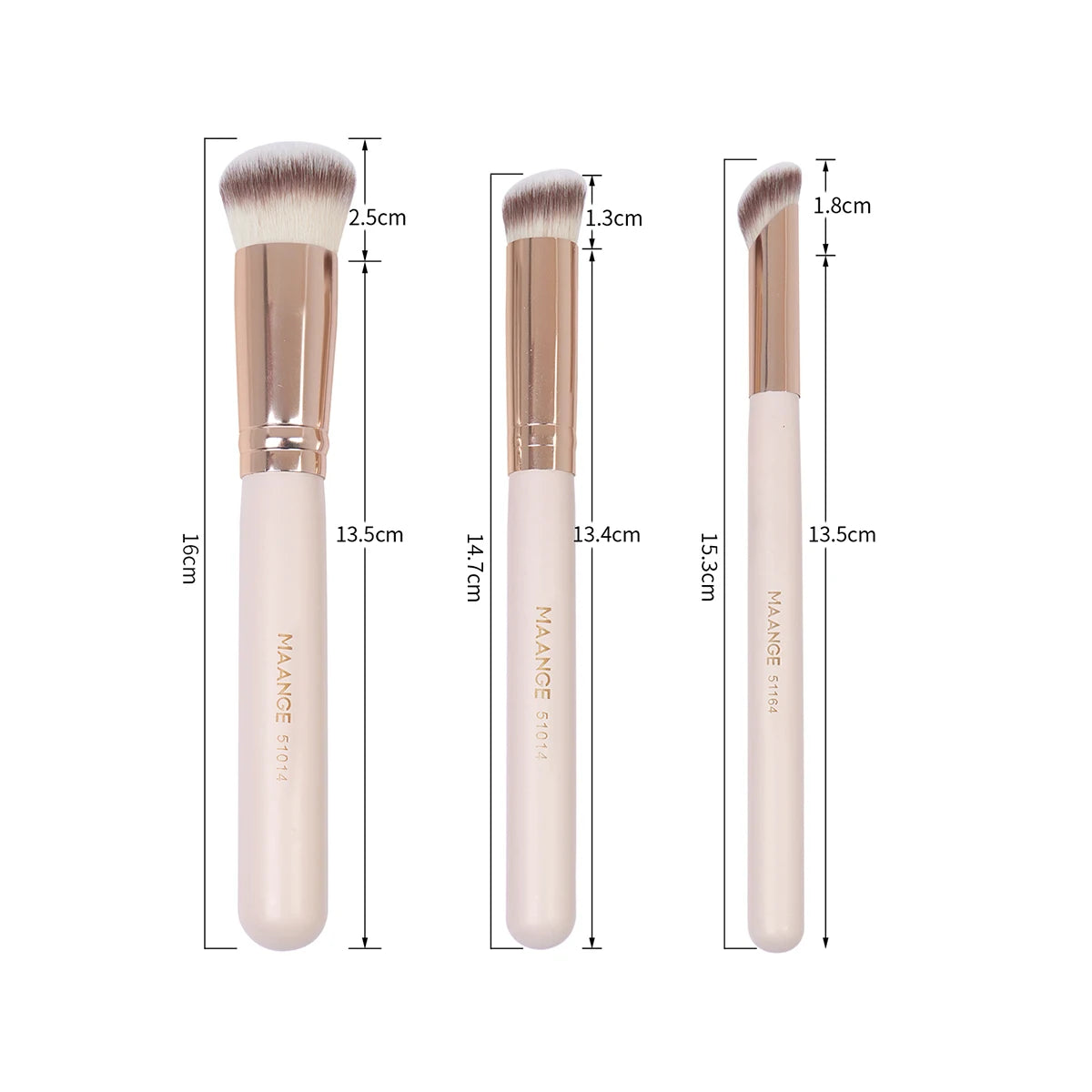 Luxura Pro 3Pcs Makeup Brushes + 2Pcs Triangle Powder Puff Set